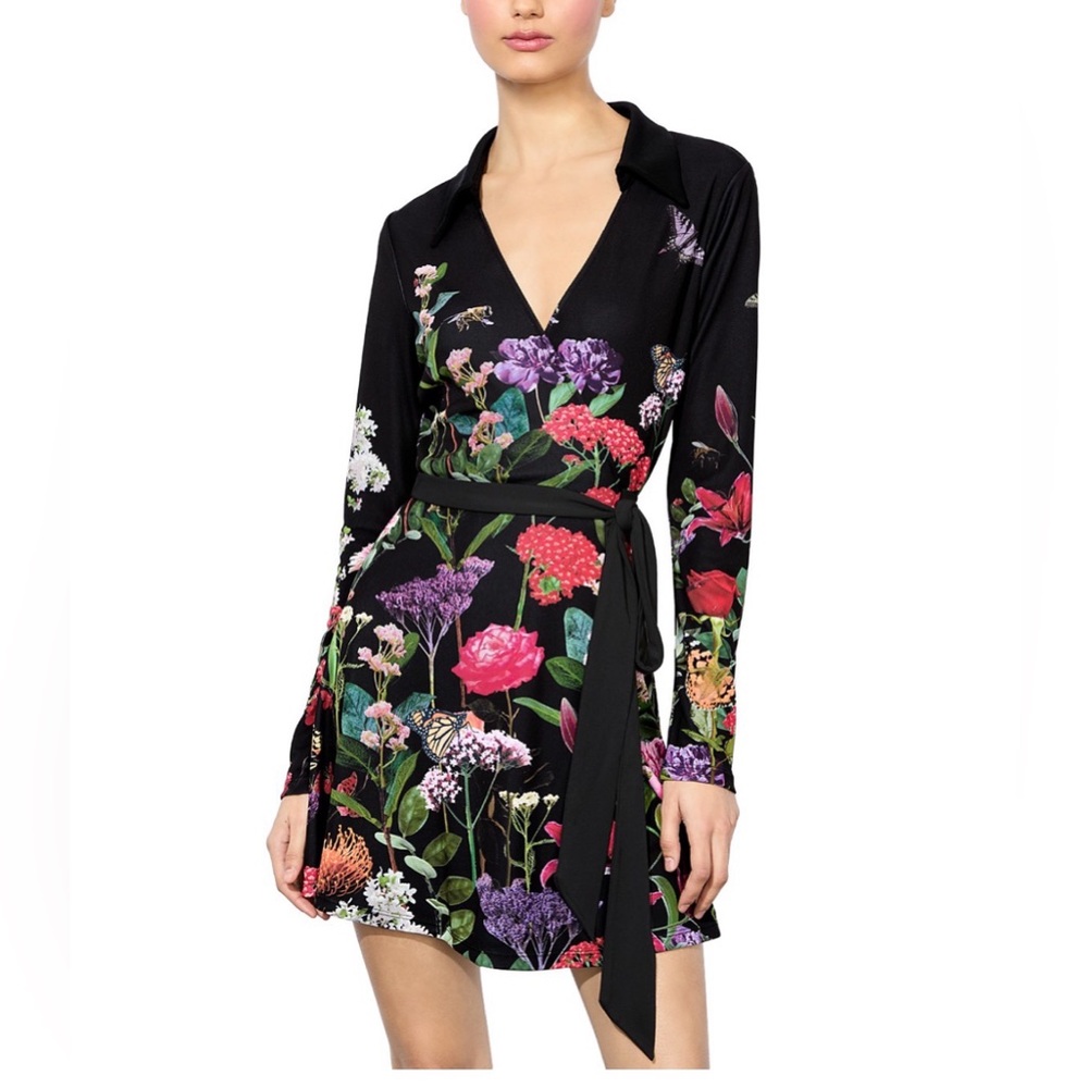 Alice + Olivia Secret Garden Black Floral Dress NWT Sz 2